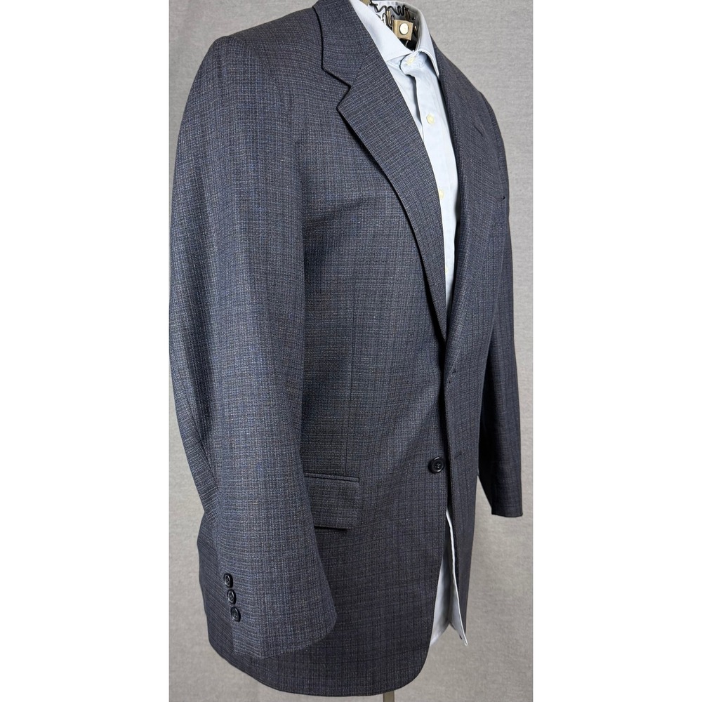 Tallia Uomo Steven Windsor Silk Wool Blazer Blue Grey Mens 40 Regular Sport Coat